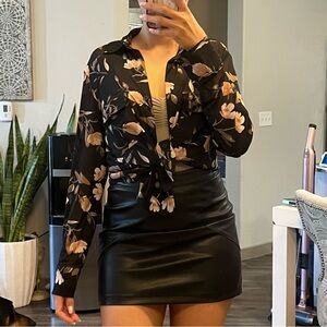 JLUXLABEL Mesh top with light pink flowers